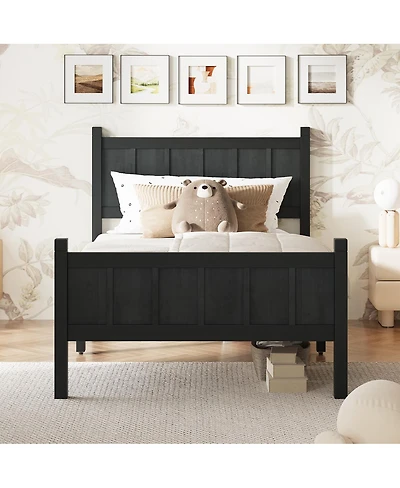 Streamdale Furniture Flat Panel Platform Bed with Headboard and Footboard