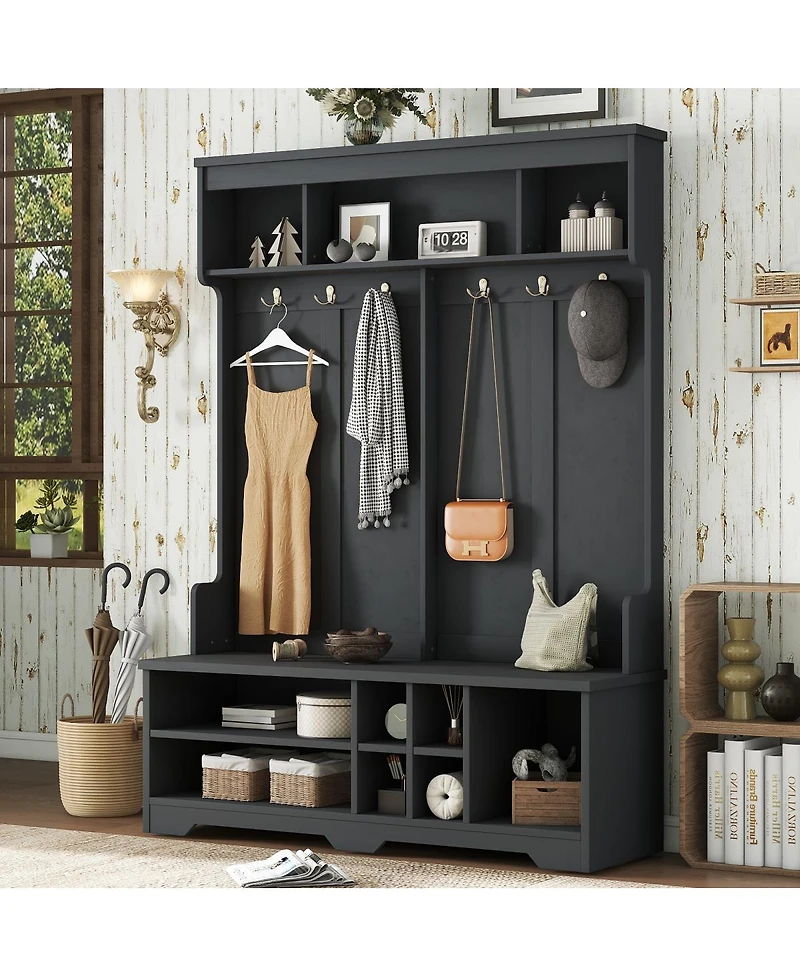 Streamdale Furniture Modern Hallway Hall Tree with Storage and Hooks