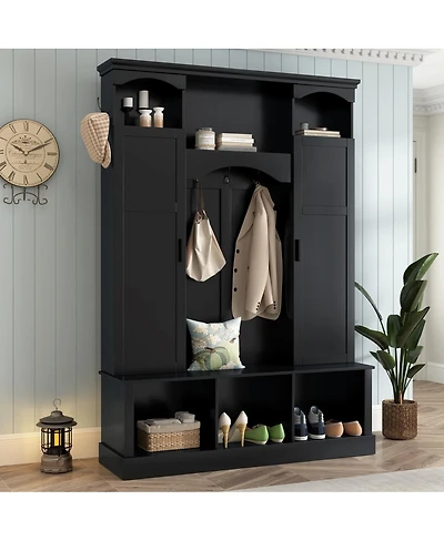 Streamdale Furniture Modern All-in-One Arched Hall Tree with Storage Bench and 7 Hooks