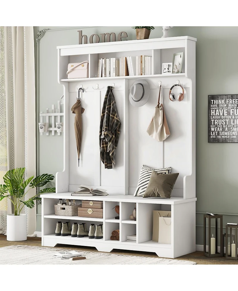 Streamdale Furniture Modern Hallway Hall Tree with Storage and Hooks