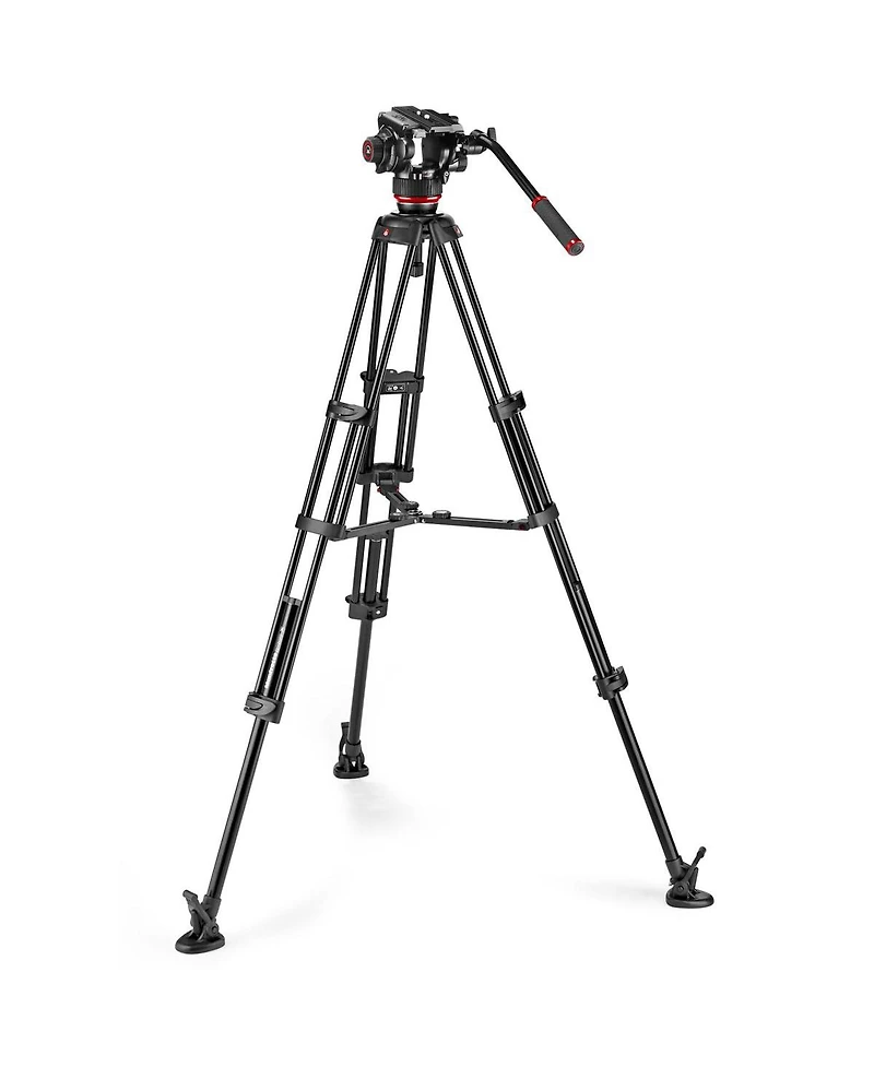 Manfrotto 504X Fluid Video Head with Aluminum Twin Leg Tripod and Mid-Level Spreader