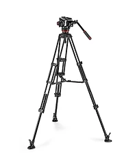 Manfrotto 504X Fluid Video Head with Aluminum Twin Leg Tripod and Mid-Level Spreader