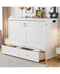 Streamdale Furniture Murphy Bed with Drawer, Sockets and Usb Ports
