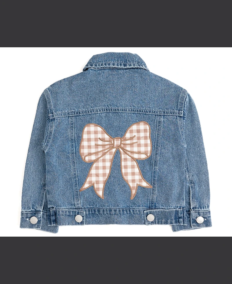 Sweet Wink Toddler Girls Gingham Bow Patch Denim Jacket