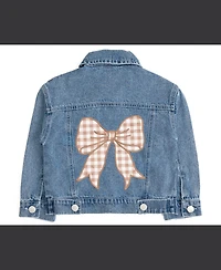 Sweet Wink Toddler Girls Gingham Bow Patch Denim Jacket