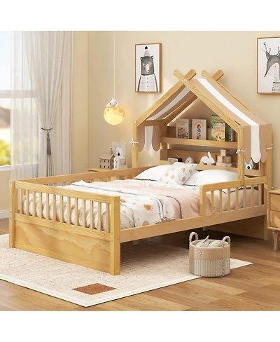 Streamdale Furniture Wooden House Bed with Storage Headboard Shelf