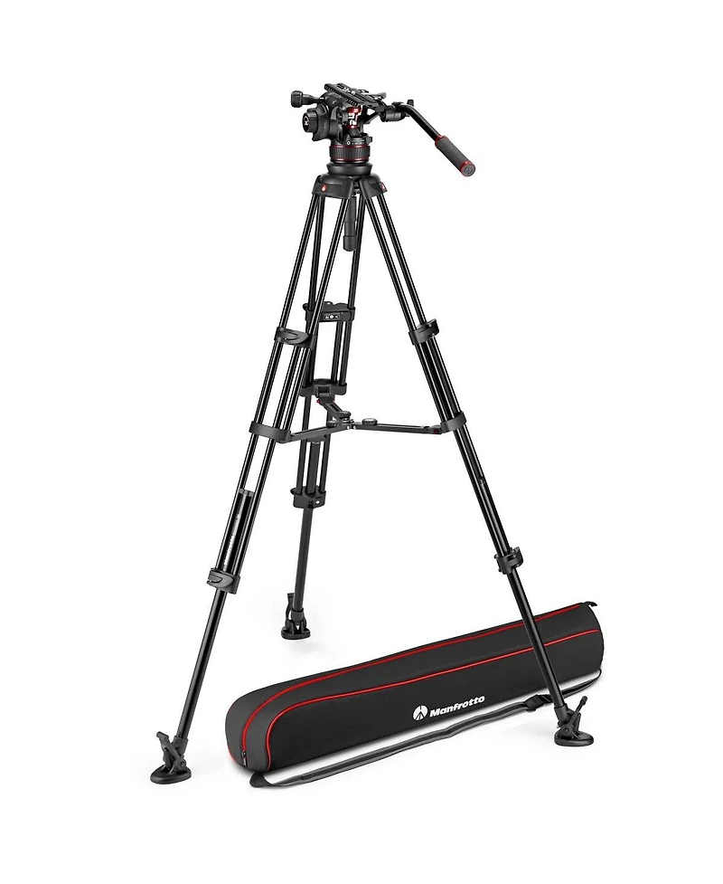 Manfrotto 3-Section Aluminum Twin Leg Tripod with Nitrotech 612 Fluid Video Head and Mid-Level Spreader