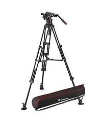 Manfrotto 3-Section Aluminum Twin Leg Tripod with Nitrotech 612 Fluid Video Head and Mid-Level Spreader