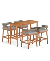 Slickblue Outdoor Counter Height Bar Set 5 Piece with Cushioned Stools