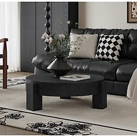 Streamdale Furniture 33'' Round Coffee Table with Hidden Storage, Wabi-Sabi Wood Accent Table