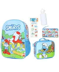 Smurfs The Backpack 5 Piece Mega Set School Book Bag with Lunch Box