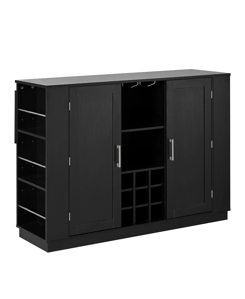 Streamdale Furniture U-Style 47.2" Counter Height Bar Cabinet with Foldable Top and Power Outlet
