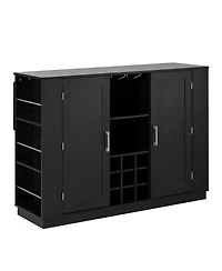 Streamdale Furniture U-Style 47.2" Counter Height Bar Cabinet with Foldable Top and Power Outlet