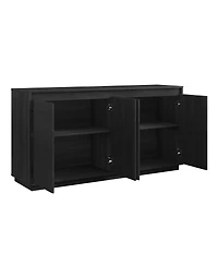 Streamdale Furniture 4-Door Wood Sideboard Buffet Cabinet with Power Outlet and Wavy Texture