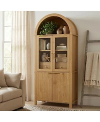 Streamdale Furniture 71" Fluted Arched Pantry Cabinet with Adjustable Shelves and Glass Door