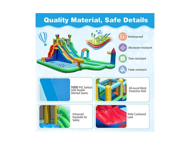 Slickblue Kids Giant Bounce House Water Slide Park with 950W Blower