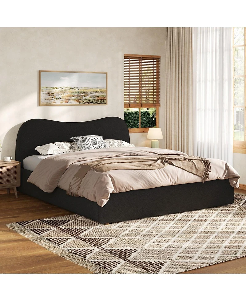 Streamdale Furniture Upholstered Platform Bed with Wooden Slats