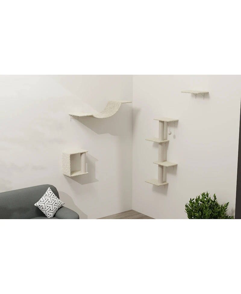 Streamdale Furniture Modern Wall-Mounted Cat Furniture - 4 pieces