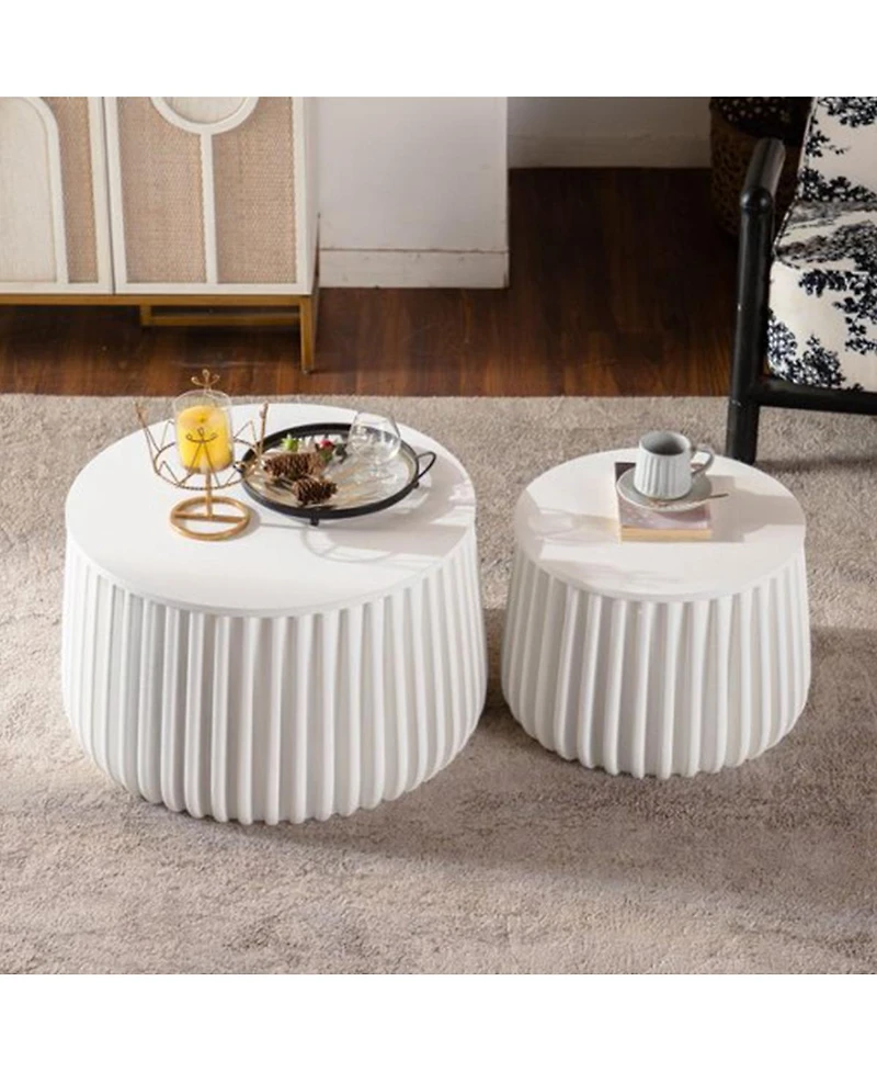 Streamdale Furniture Round Nesting Storage Table Set with Lift-Off Lids