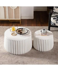 Streamdale Furniture Round Nesting Storage Table Set with Lift-Off Lids