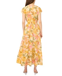 CeCe Women's V-Neck Tie-Waist Maxi Dress