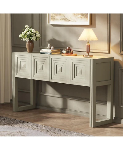 Streamdale Furniture Geometric Carved 3-Drawer Console Table with Fluted Legs