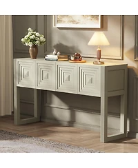 Streamdale Furniture Geometric Carved 3-Drawer Console Table with Fluted Legs