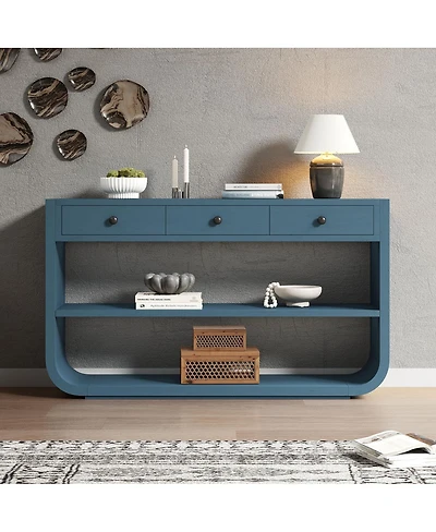 Streamdale Furniture Modern Curved Console Table with 3 Drawers and 2 Shelves