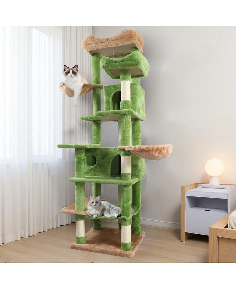 Streamdale Furniture 68 inches Cat Tree with Hammocks, Cat Cave, and Scratching Posts