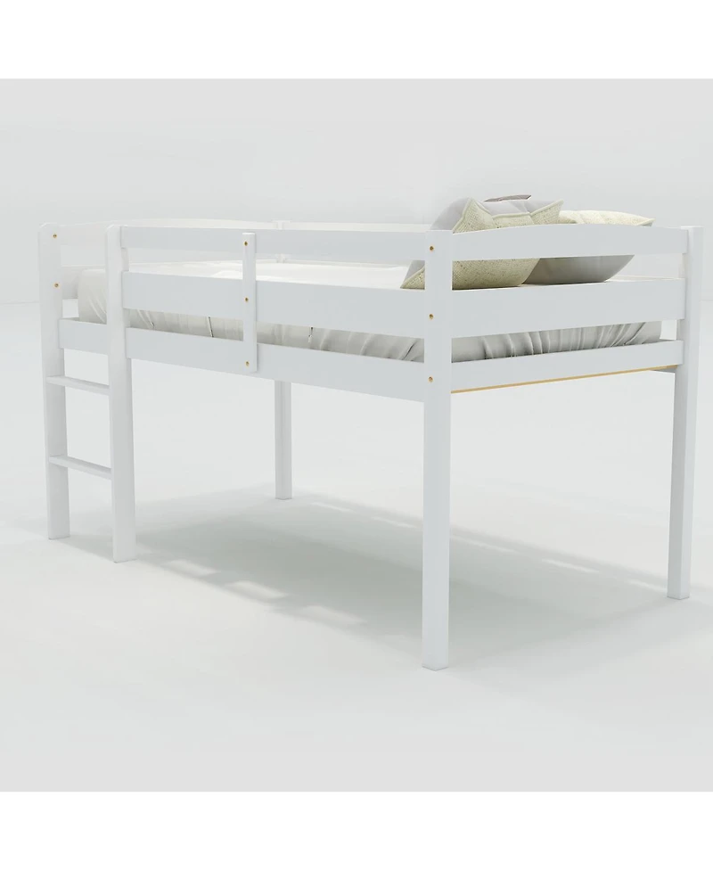 Streamdale Furniture Wood Loft Bed Low Loft Beds with Ladder