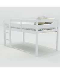Streamdale Furniture Wood Loft Bed Low Loft Beds with Ladder