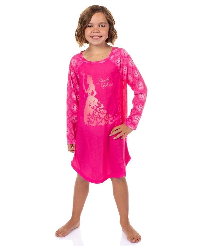 Wicked Girls' 4-16 Kids Glinda Upland Nightgown Butterfly Silhouette Long-Sleeve Raglan Soft Fleece Gown