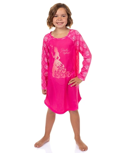 Wicked Girls' 4-16 Kids Glinda Upland Nightgown Butterfly Silhouette Long-Sleeve Raglan Soft Fleece Gown