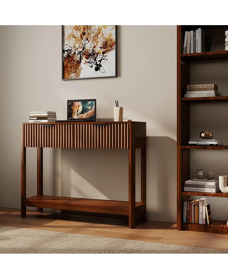 Streamdale Furniture Mid-Century Modern Fluted 2-Drawer Console Table