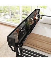 Streamdale Furniture Loft Bed with Stairs, Storage Shelves, and Wardrobe
