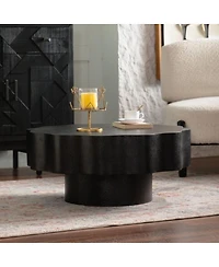 Streamdale Furniture Scalloped Black Coffee Table: Unique Wave-Edge Elegant Focal Piece