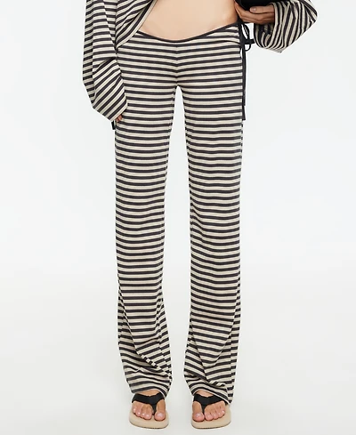 Lioness Women's Low Rise Striped Waist Tie Pants