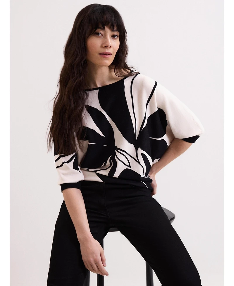 Phase Eight Women's Printed Round Neck Knit Faith Jumper