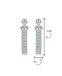 Bling Jewelry Elegant Bridal Cubic Zirconia Cz Linear Art Deco Statement Asian Motif Column Chandelier Earrings