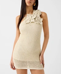 Guess Women's Alicia Sleeveless One-Shoulder Crochet Flower Mesh Stitch Dress