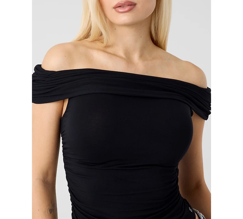 Guess Women's Off-The-Shoulder Shirring Artimis Top