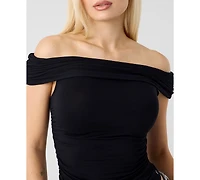 Guess Women's Off-The-Shoulder Shirring Artimis Top