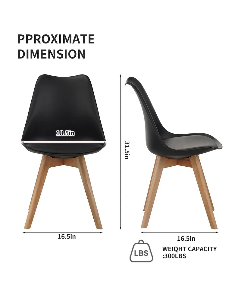Streamdale Furniture Set of 4 Mid-Century Modern Dining Chairs with Wooden Legs