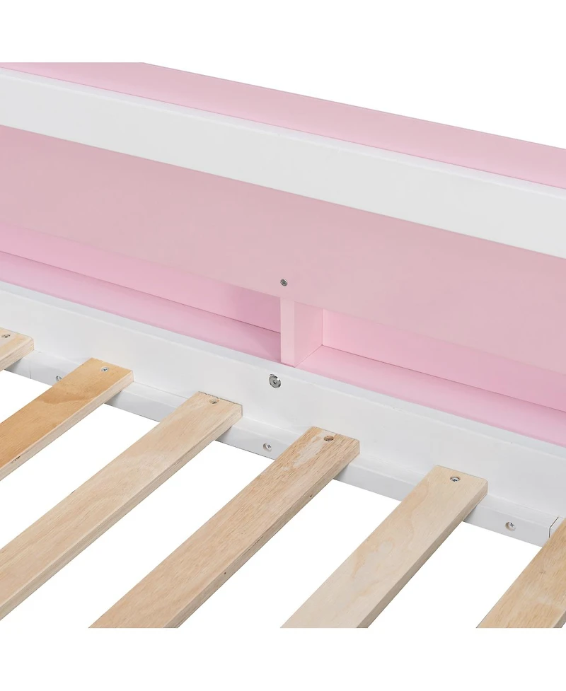 Streamdale Furniture House-Shaped Bed with Slide, Storage Stairs
