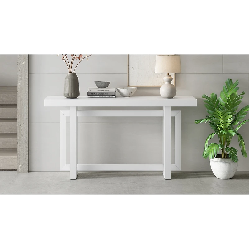 Streamdale Furniture 59.1'' Triple Rectangle Console Table with Pine Veneer and Wood Legs