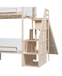 Streamdale Furniture House-Shaped Wooden Bunk Bed with Slide, Storage Stairs