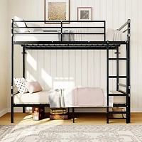 Streamdale Furniture Heavy-Duty Metal Bunk Bed with Guardrail and Ladder