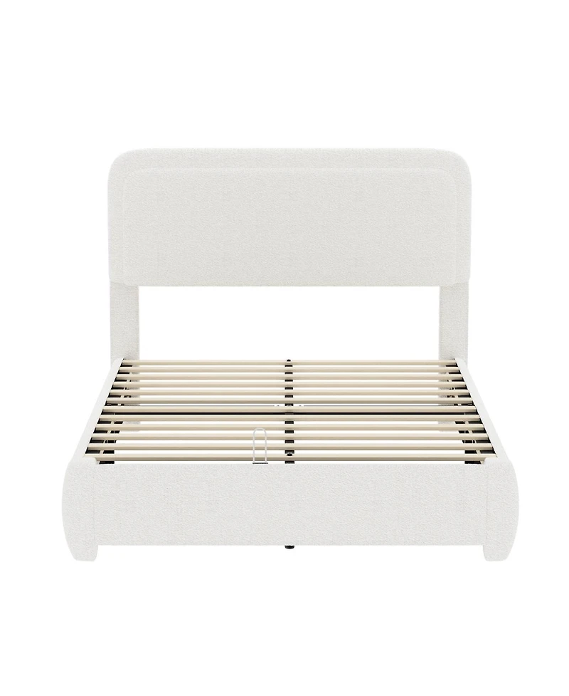 Streamdale Furniture Boucle Cloud Platform Bed with Adjustable Height Headboard
