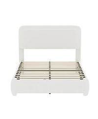 Streamdale Furniture Boucle Cloud Platform Bed with Adjustable Height Headboard