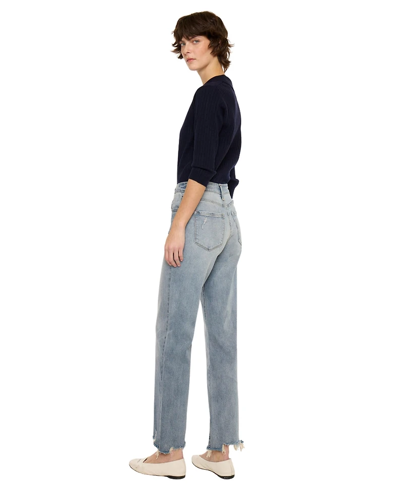 KanCan Women's High Rise Slim Wide Leg Jeans